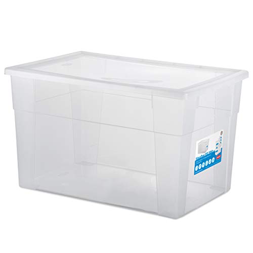 1 x Aufbewahrungsbox mit Deckel 62 Liter - 59x39x35 cm - transparent stapelbar LEBENSMITTELECHT - Kunststoff Box Kiste - Plastik Behälter Organizer - Büro Haushalt Küche Kinderzimmer Spielzeugkiste von #11