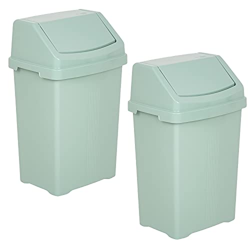 #11 2x Mülleimer mit Schwingdeckel grün 25 Liter - Mülltrennung - Abfalleimer Deckel Abfallbehälter von #11