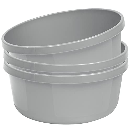#11 3 x Schüssel 8 Liter - rund- Ø32x14cm - grau - Waschschüssel Spülschüssel Wasserschüssel Kunststoff Spüle Waschbecken Wanne Box - Abwaschschüssel von #11