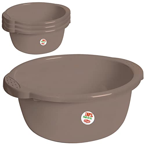 4X Schüssel 9 Liter rund Ø35x15 cm Braun - Universal Haushaltsschüssel Waschschüssel Küchenschüssel Spülschüssel Kunststoff Fußbad Pflege - nestbar von #11