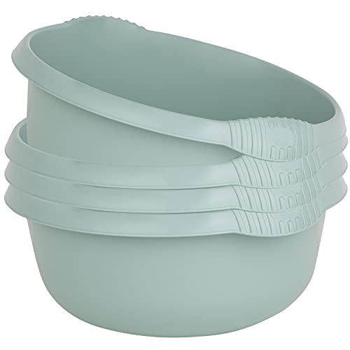 #11 4x Schüssel Set rund grün - 4,5 Liter - 28 cm - Waschschüssel Spülschüssel Wasserschüssel - Lebensmittelecht - Kunststoff Spüle von #11