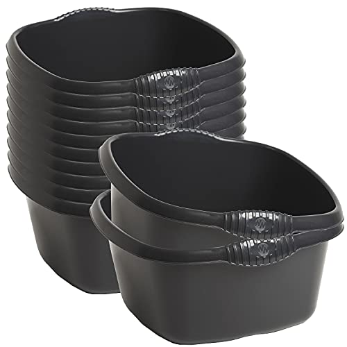 12x Schüssel Set schwarz - 9 Liter - 32x32 cm - quadratisch - Waschschüssel Set Spülschüssel Set Wasserschüssel Set - Lebensmittelecht - Kunststoff Spüle von #11