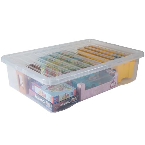 #11 1x Aufbewahrungsbox mit Deckel 46 Liter - 72x48x18cm - transparent - stapelbar - Unterbettkommode von #11