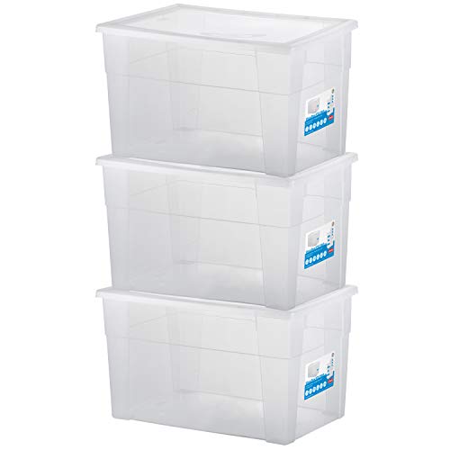 3 x Aufbewahrungsbox mit Deckel 62 Liter - 59x39x35 cm - transparent stapelbar LEBENSMITTELECHT - Kunststoff Box Kiste - Plastik Behälter Organizer - Büro Haushalt Küche Kinderzimmer Spielzeugkiste von #11