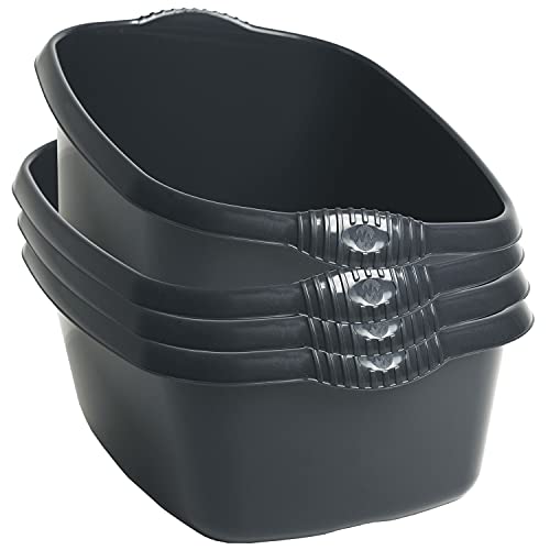 4x Schüssel Set schwarz - 12 Liter - 39x32 cm - rechteckig - Waschschüssel Set Spülschüssel Set Wasserschüssel Set - Lebensmittelecht - Kunststoff Spüle von #11