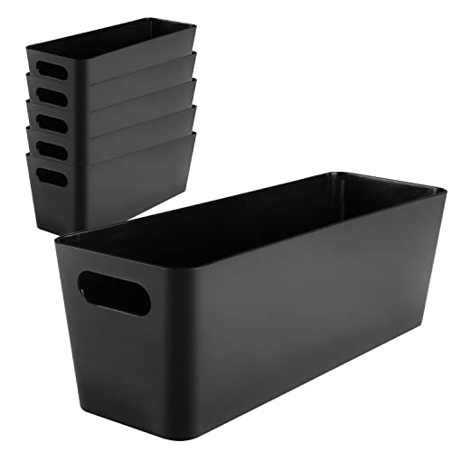 6X Ordnungsbox - 10 cm hoch - schwarz - 30x10x10cm - 2 Liter - Ordnungskorb - Wandregal - Schubladenorganizer - schmaler Korb - Badezimmer von #11