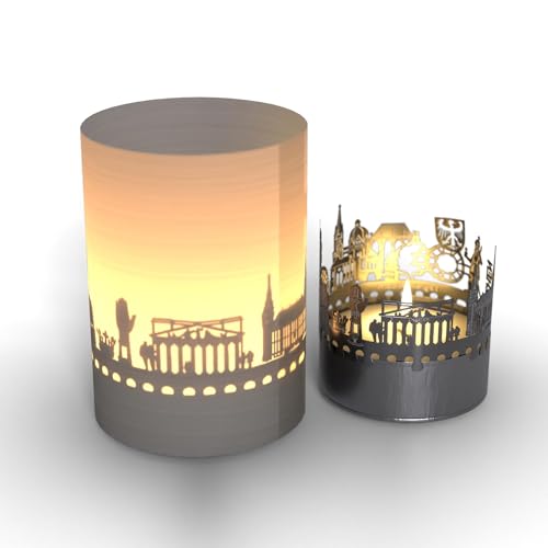 Aachen Skyline Tube T-Light - Magisches Schattenspiel für Aachen-Fans | Erstklassiges Souvenir mit lebhafter Projektion im Kerzenlicht von 13gramm
