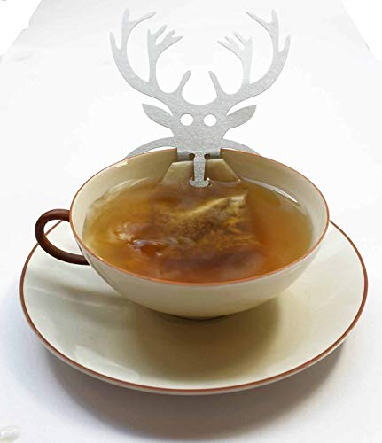 Elch Teebeutel-Halter Souvenir Geschenk, 3D Edelstahl Figur zum Tee Trinken von 13gramm