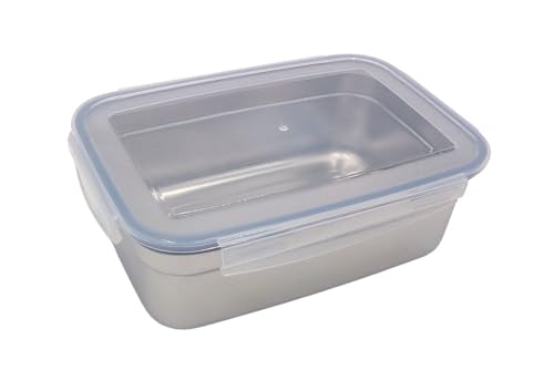 Edelstahl Frischhaltedose 550ml Vorratsdose Brotdose Lunchbox Klickverschluss von BURI