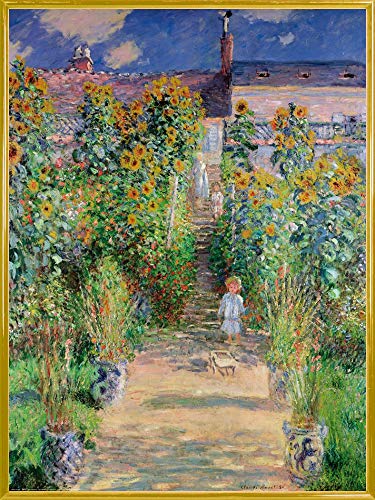 1art1 Claude Monet Poster Kunstdruck Bild und Kunststoff-Rahmen - Der Garten des Künstlers In Vétheuil, 1881 (80 x 60cm) von 1art1