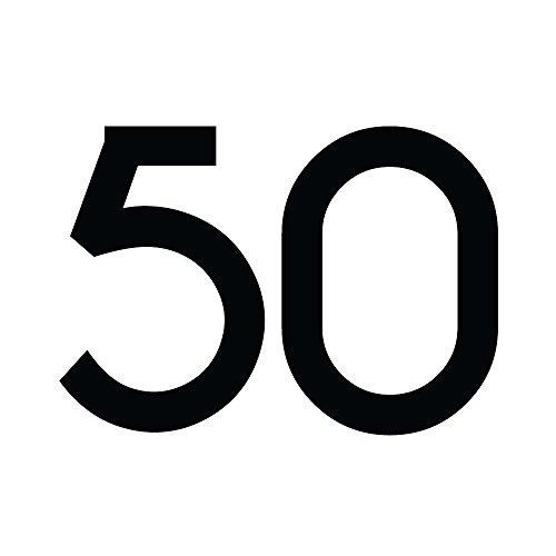 Zahlenaufkleber Nummer 50, schwarz, 10cm (100mm) hoch, Aufkleber mit Zahlen in vielen Farben + Höhen, wetterfest von 1peak