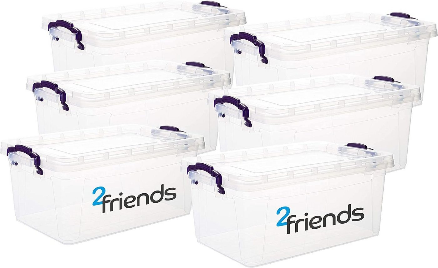 2friends Aufbewahrungsbox 6er Set 22 L Aufbewahrungsbox mit Deckel Transparent, 48,5L x 32B x 21H cm transparent von 2friends