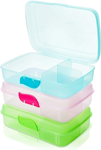 2friends Frühstücksbox Brotzeitbox für Kinder - 3er Set Brotdose mit Fächern Lunchbox Kinder - BPA-frei Recyclebar in Grün, Blau, Rosa, 7x21x16 cm, Modell: Alex von 2friends