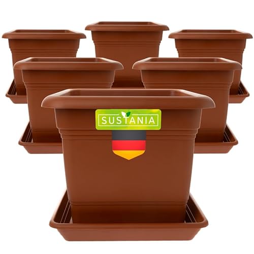 2friends Sustania Pflanzkübel Groß Außen 6er Set - 40x40 Robuster Terracotta Blumentopf, Großer Blumenkasten, Übertopf, Hoher Pflanzentopf für Garten & Terrasse von 2friends