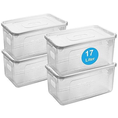 Aufbewahrungsbox mit Deckel 4er Set – 17 Liter Plastikbox mit Deckel, Robuste Kunststoff-Box für Boxen Aufbewahrung, Kisten Aufbewahrung mit Deckel – Platzsparende + Stabile Lösung, Made in EU von 2friends