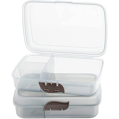 Brotdose für Kinder und Erwachsene, 2 Stück Brotdosen, Lunchbox Brotdose mit Fächern und Clickverschluss, Bento Box Brotzeitbox ohne BPA, Grau Frühstücksbox, Brotbüchse, Brotzeitdose, Model: Finn von 2friends