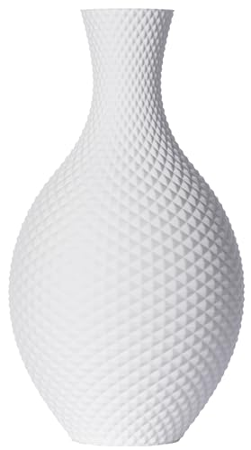 3D Vase Blumenvase/Dekovase Shiva 30 cm für Schnitt-/ Trockenblumen | nachhaltig | wasserdicht (Weiß) von 3D Vase