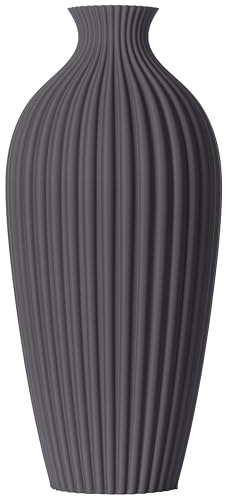 3D Vase Dekovase Saskia XL 38cm Bodenvase Vase für Pampasgras Trockenblumen Grau von 3D Vase