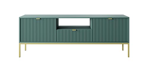3xEliving LAMELLI TV-Ständer/Lowboard im modernen Stil, Länge 154 cm in Zwei Farben (grün + goldene Beine) von 3E 3xE living.com