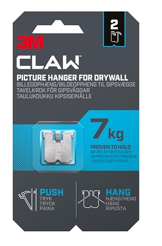 3M Claw 3PH7-2UKN Trockenbau-Bilderaufhänger, 7 kg, 2 Stück von 3M CLAW