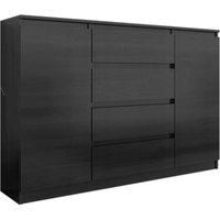 3xEliving demi 2D4S Kommode 140cm in schwarz & schwarz in Hochglanz - Modernes Sideboard mit viel Stauraum für Ihren Wohnbereich - 120 x 101 x 39cm von 3XE LIVING