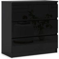 3xEliving Demi mit 3 Schubladen Kommode in Schwarz in Hochglanz - Modernes Sideboard mit viel Stauraum für Ihren Wohnbereich - 70 x 78 x 39cm (b/h/t) von 3XE LIVING