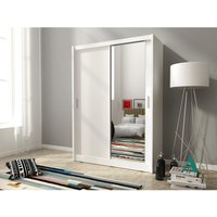 3xEliving Ein moderner, geräumiger Kleiderschrank Patryk 130 cm mit einem Spiegel in weiß - weiß von 3XE LIVING