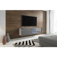 3xEliving Moderner, trendiger hängender TV-Schrank Aczi czary/schwarz glänzende 160cm led - weiss/grau glänzend von 3XE LIVING