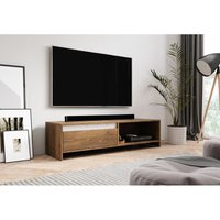 3xEliving Stilvoller TV-Ständer Apimp, 140 cm, weißer Glanz/Burgunder Eiche - EICHE BURGUNDERROT/WEISS GLÄNZEND von 3XE LIVING