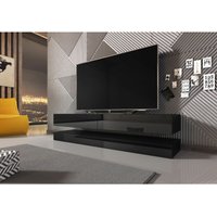 3xEliving Innovativer, moderner Sajna TV-Ständer 140cm schwarz/schwarz glänzend - schwarz/schwarz glänzend von 3XE LIVING