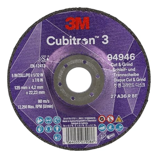 3M Cubitron 3 Cut and Grind Schruppscheibe, 94946, 36+, T27, 125 mm x 4,2 mm x 22,23 mm, EN, 10/Pack, 20 Stück/VE von Cubitron