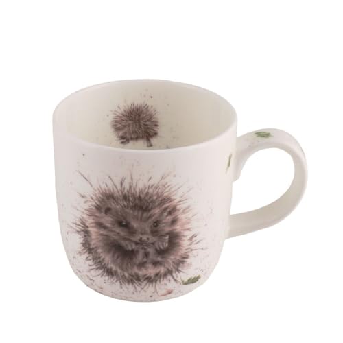 Wrendale Designs Porzellan-Becher Igel ca. 310ml Tasse mit liebevoll illustrierten Tier Motiven von der britischen Künstlerin Hannah Dale Awakening Hedgehog für Kaffee und Tee als Geschenk von 440s