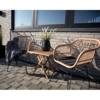 Sitzgruppe Outdoor aus Kunstrattan Teak Massivholz (dreiteilig) von 4Home