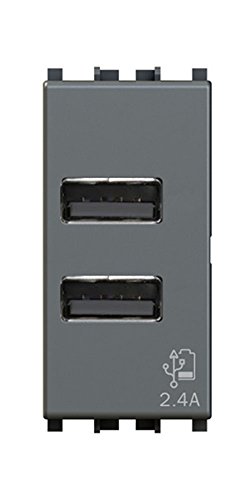 4Box USB-Buchse 2.4 Ampere, kompatibel mit Vimar Arkè Grau von 4Box