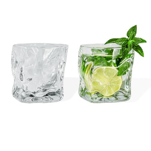 7 O'CLOCK Gläser 2er Set | Design Vintage Diamond Clear Glass Alaska | Trinkgläser Eiskaffeegläser Cocktailgläser Longdrinkgläser Wasser Tee Kaffee Saft | Spülmaschinenfest langlebig | 200ml von 7 O'CLOCK