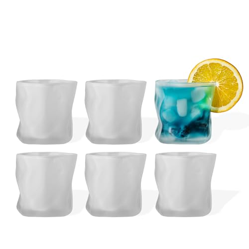 7 O'CLOCK Gläser 6er Set | Design Vintage Diamond Milky Glass Alaska | Trinkgläser Eiskaffeegläser Cocktailgläser Longdrinkgläser Wasser Tee Kaffee Saft | Spülmaschinenfest langlebig | 200ml von 7 O'CLOCK