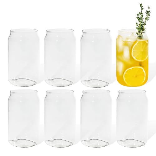 7 O'CLOCK Gläser 8er Set | Design Vintage Can Glass London | Trinkgläser Eiskaffeegläser Cocktailgläser Longdrinkgläser Wasser Tee Kaffee Saft | Spülmaschinenfest langlebig | 400ml von 7 O'CLOCK