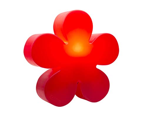 8 seasons design | Rote Deko Boden- und Tischlampe Blume Shining Flower (E27, Ø 40cm, UV- & wetterbeständig, Innen- & Außendekoration, Frühlingsdekoration) rot von 8 seasons