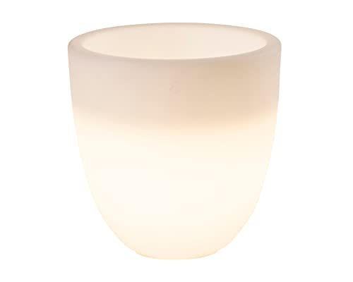 8 seasons design Shining Curvy Pot S, LED Pflanzkübel (Weiß) 39 x 39 cm, E27 Fassung inkl. Leuchtmittel in warmweiß, beleuchteter Pflanzkübel für innen und außen, Blumenkübel von 8 seasons