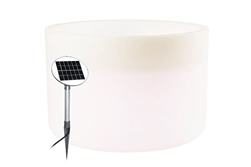 8 seasons Design Shining Elegant Pot XM, Solar LED Pflanzkübel 59 x 39 cm (weiß), inkl. Solarmodul und LED-Leuchtmittel in warmweiß, beleuchteter Pflanzkübel für innen + außen, Blumenkübel von 8 seasons