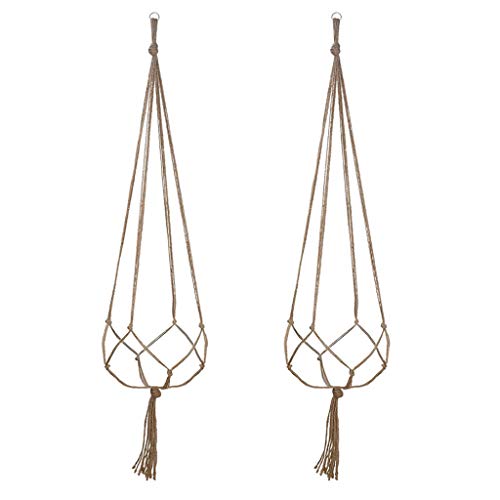 2er Set Makramee Blumenampel Baumwollseil Hängeampel Pflanzenaufhänger Blumentopf Pflanzen Halter Aufhänger für Innen Außen Decken Balkone Wanddekoration Gesamtlänge -35-43 Zoll. (C) von 95sCloud