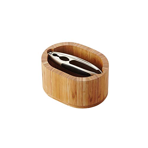 A'Domo Walnuß Nußknacker Set aus Edelstahl mit Bambus Auffang-Schale, Metal Zange Öffner, 16x12.5x8.5cm von Point-Virgule