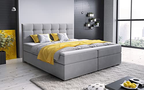 A-dekor home Boxspringbett Fenix Hotelbett, kontinentales Bett, Designerbett, 140/160/180x200cm, viele Farbvarianten, Zwei Bettkasten, Bonell Matratze, Topper (Cosmic 160 Hellgrau, 160 x 200 cm) von A-dekor home