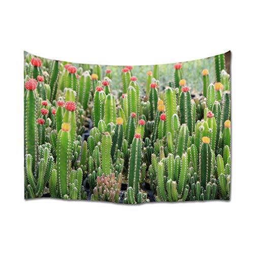 A.Monamour Wandteppich Grüner Kaktus Mit Blumen Im Botanischen Garten Kakteen Sukkulenten Tuch Kunstdruck Tapisserie Wandbehang Wanddeko Vorhang Tischdecke Tagesdecke Picknickdecken Stranddecke von A.Monamour