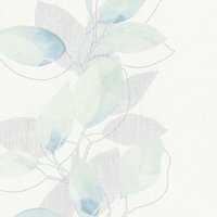 Blätter Tapete in Grau und Blau Weiße Aquarell Tapete mit Blättermuster ideal für Schlafzimmer und Wohnzimmer Ranken Vliestapete mit Vinyl - White, von A.S. CREATIONS