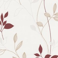 Florale Tapete in Weiß Moderne Tapete mit Blättermuster in Rot und Gold Blätter Vliestapete mit Vinyl für Esszimmer und Wohnzimmer - Beige, Red von A.S. CREATIONS