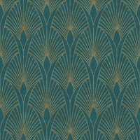 Bricoflor - Art Déco Tapete in Petrol und Gold 20er Jahre Tapete mit Ornament Metallic Vliestapete für Schlafzimmer und Wohnzimmer - Blau, Gold, Green von A.S. CREATIONS