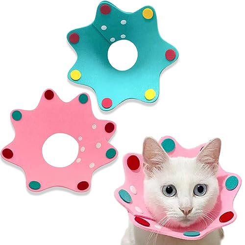 AAED 2 Stücke Haustier Halskrausen, Schutzkragen Katze,Katzen Halsband Antilecker,Elizabethan Halsband,Für Schützender Kragen Genesung Nach Wunde Katzen Hunde(Rosa Und Blau)(M) von AAED