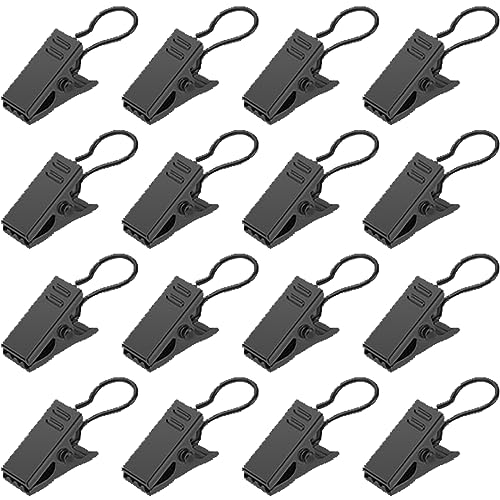 AAED 20 Stück Edelstahl Vorhang Clips Metall Hängenden Haken, Vorhang Clips Mit Haken, Duschvorhanghaken Clips, Vorhang Haken, Für Schlafzimmer, Badezimmer, Heimdekoration (Schwarz) von AAED