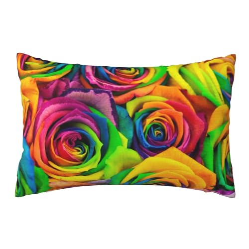 AAPIKA Bunte Rose bedruckte Kissenbezug 76x50 cm - weicher Plüsch rechteckiger Kissenbezug moderner Kissenbezug von AAPIKA